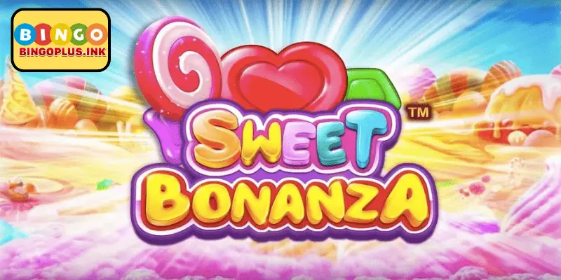 Sweet Bonanza slot gameplay showing tumble feature and candy symbols on 6 reels